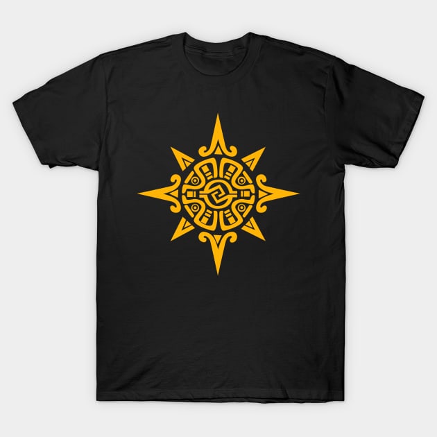 Aztec Sun Symbol - Yellow T-Shirt by Everyday Inspiration